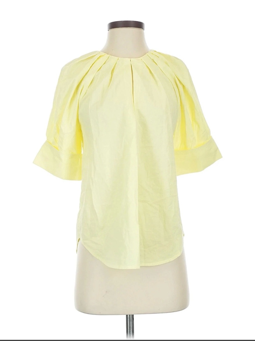 ALC Ltd. Bright Light Yellow Pleated Sleeve Women's Top